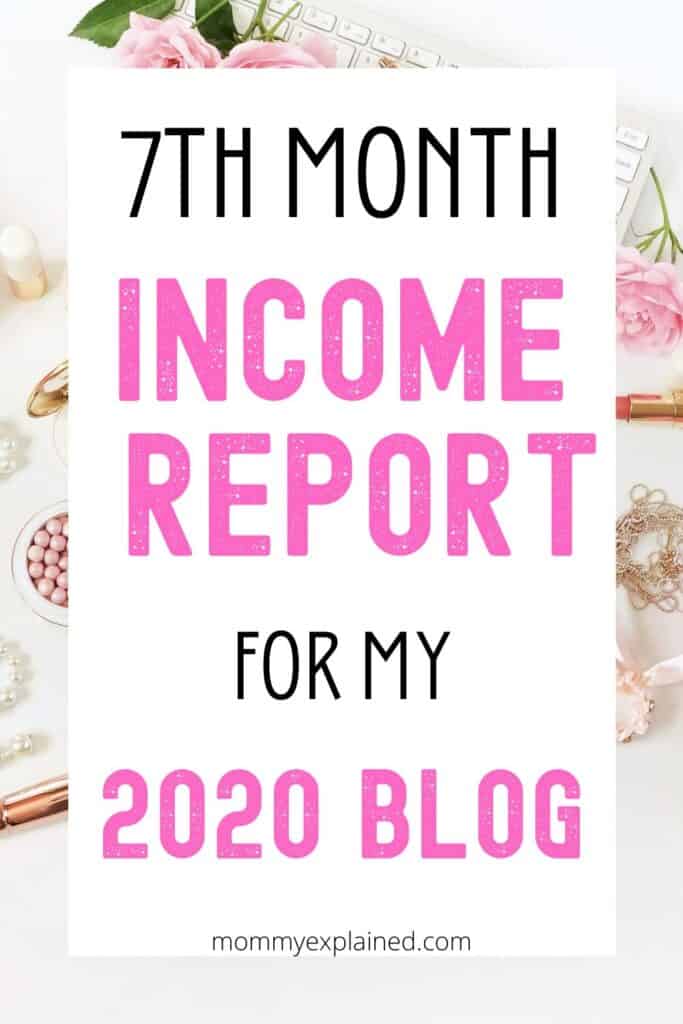 7th Month Income Report for my 2020 Blog